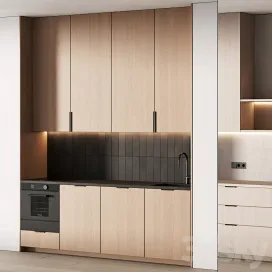 Modern Kitchen Mini Kitchen Wood Japandi in Options